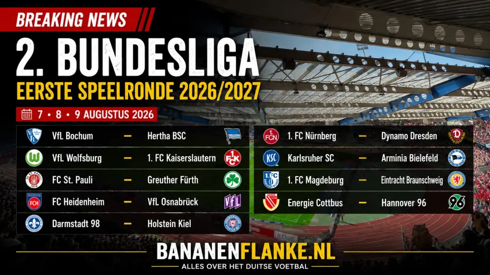 bananenflanke Tweede-Bundesliga-eerste-speeldag-2026-2027
